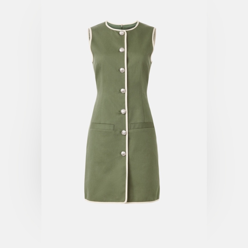 Veronica Beard Olive Button-Front Mini Dress - image 1